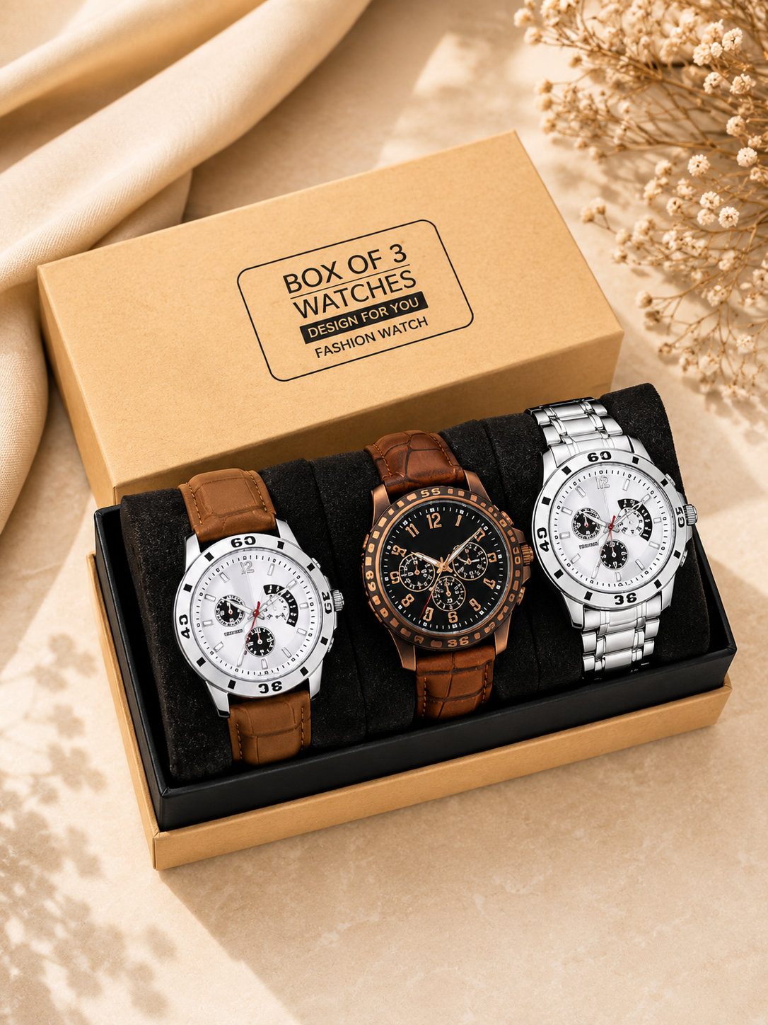Analog Wrist Watch for Men (Pack Of 3)