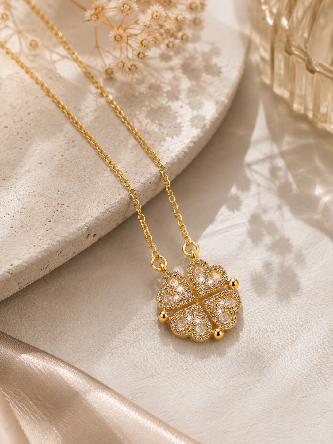 Elegant Four Heart Pendant Necklace For Women