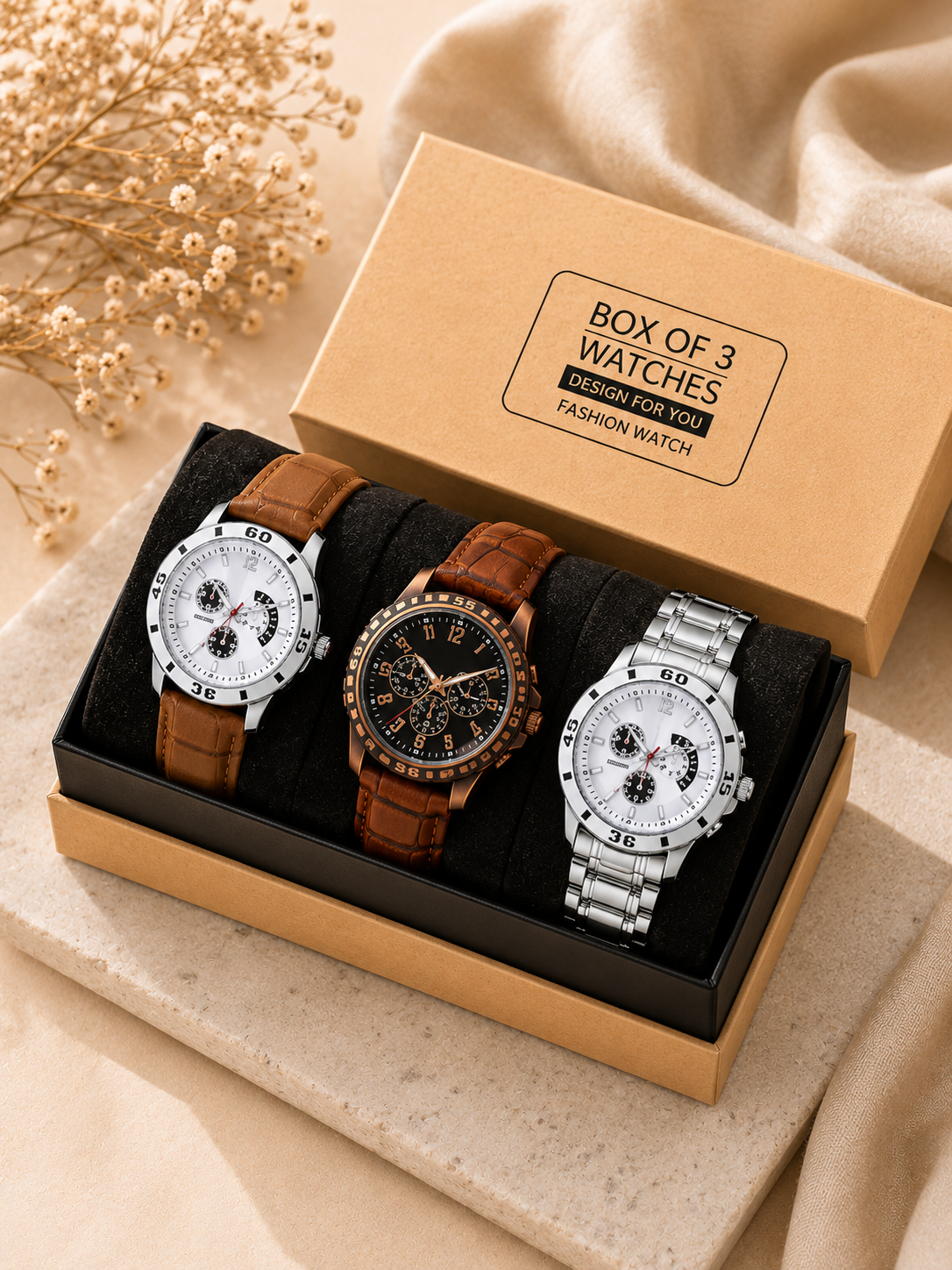 Analog Wrist Watch for Men (Pack Of 3)